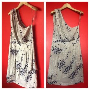 BCBGeneration light gray off shoulder dress